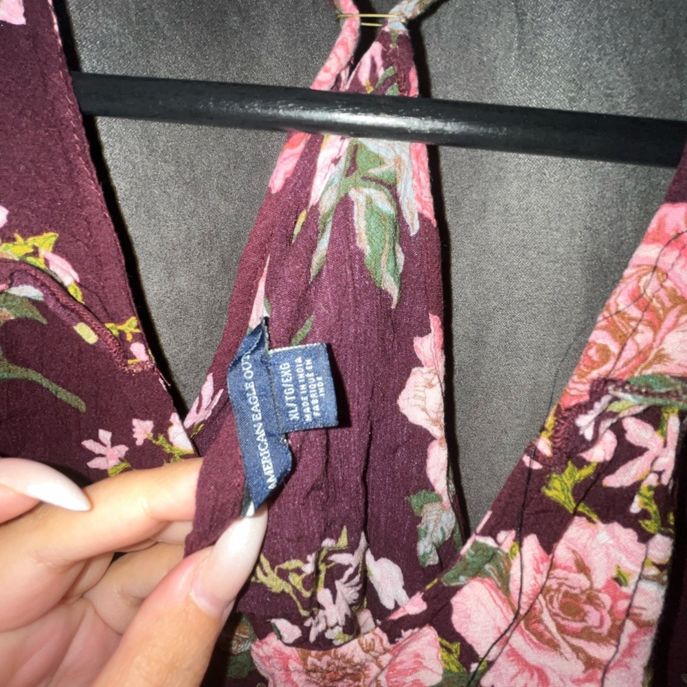 American Eagle Outfitters Burgundy Floral Blouse - Picture 4 of 5